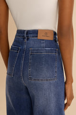 Womens Blue Cropped High Waisted Jeans | CicyBell
