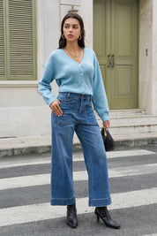 Womens Blue High Waisted Jeans 2