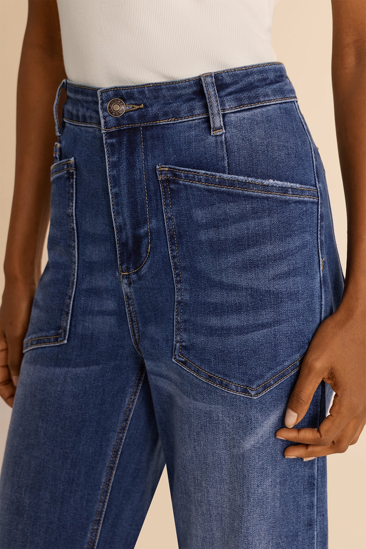Womens Blue Cropped High Waisted Jeans | CicyBell