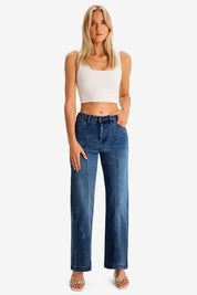 Womens Blue Wide Leg Jeans