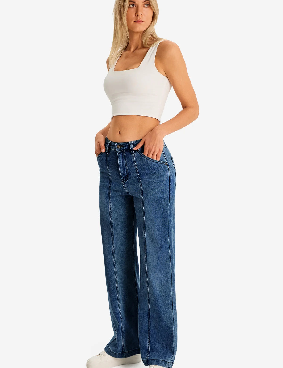 Womens Blue Baggy Fit Jeans