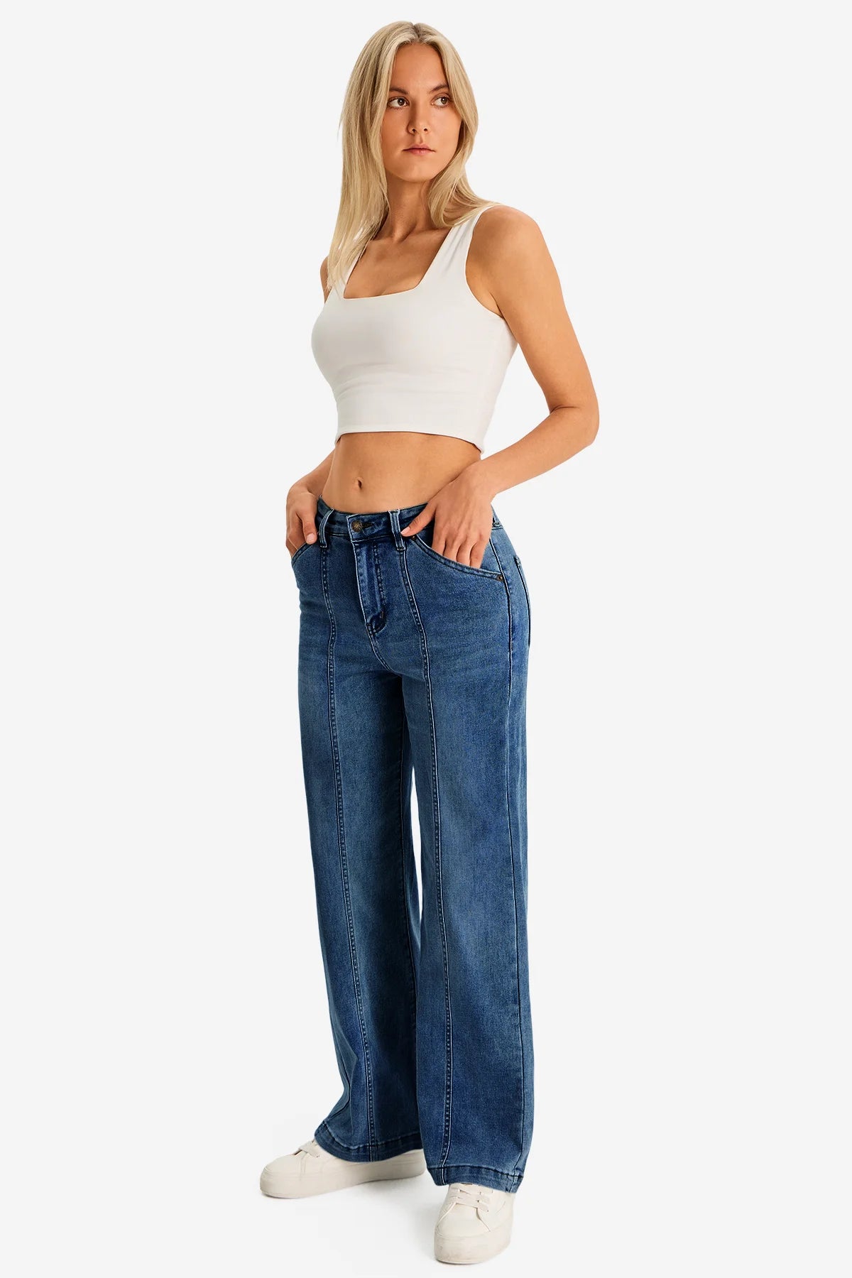 Womens Blue Baggy Fit Jeans