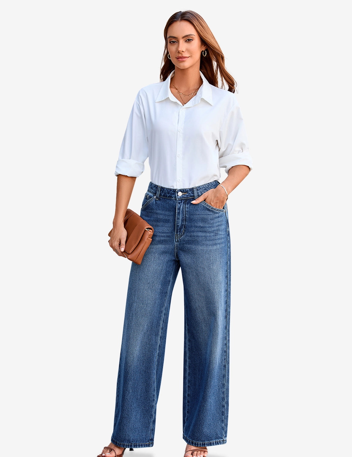 Womens Blue Wide Leg Jeans
