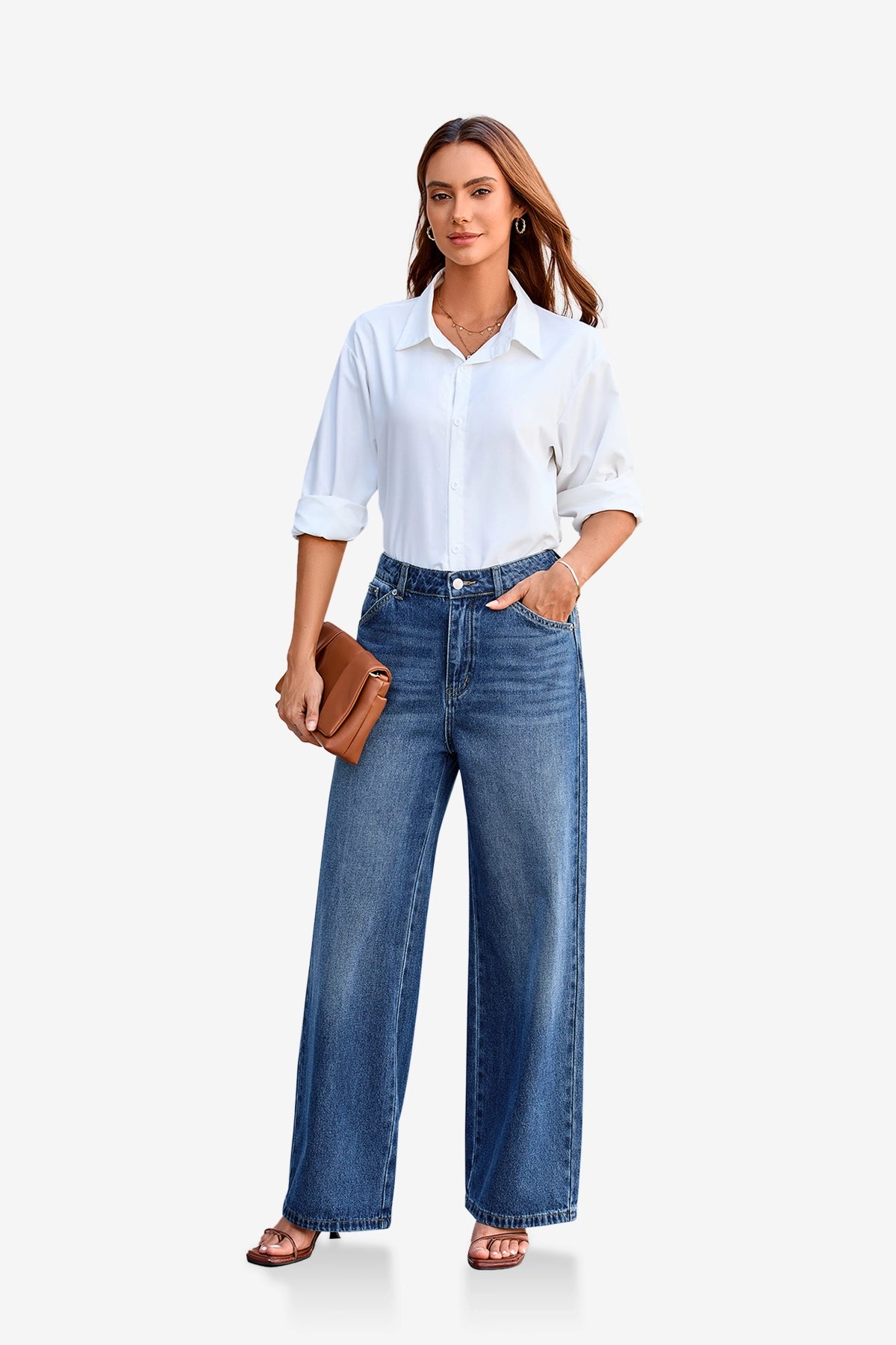 Womens Blue Wide Leg Jeans
