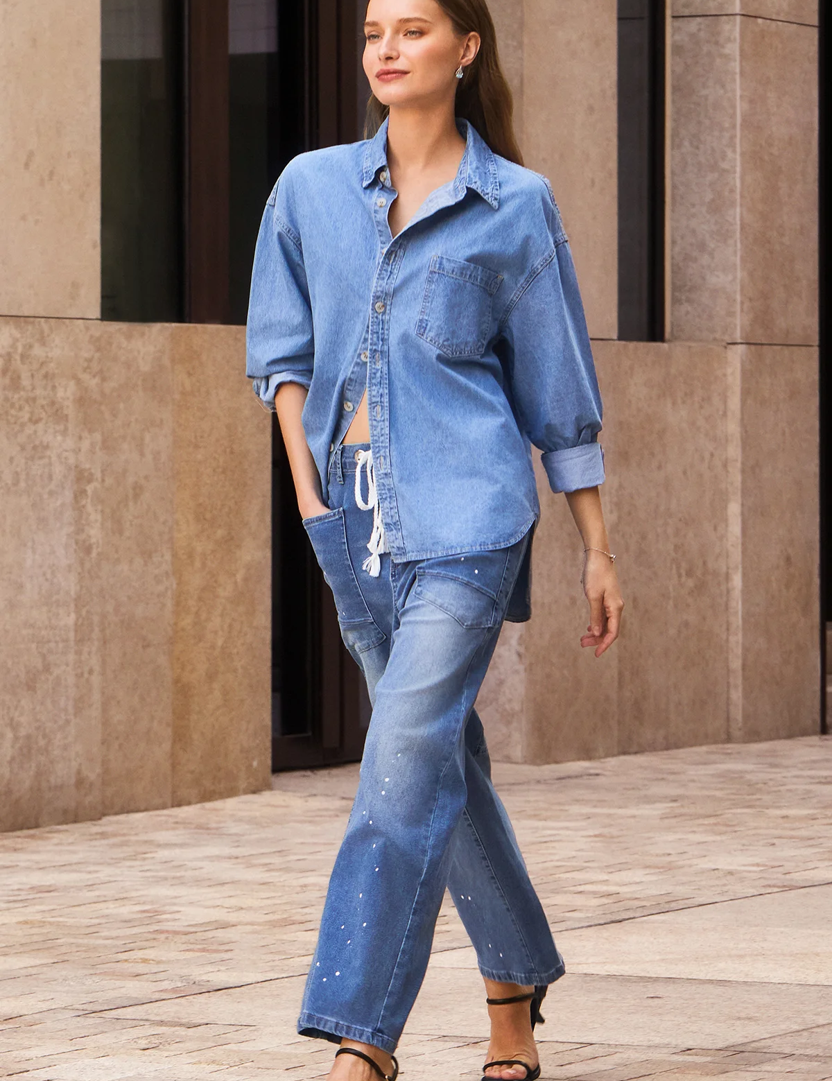 Womens Blue Wide Leg Jeans 2