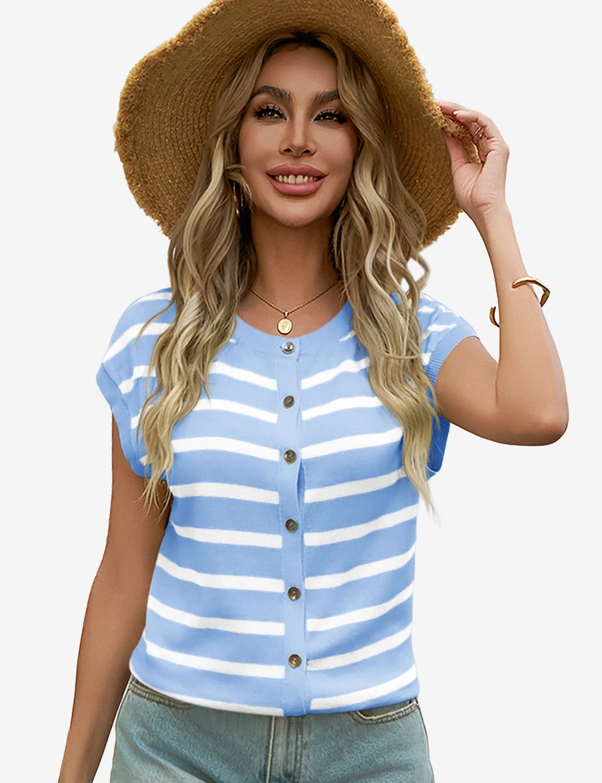 Womens Blue Sweater Tops 1