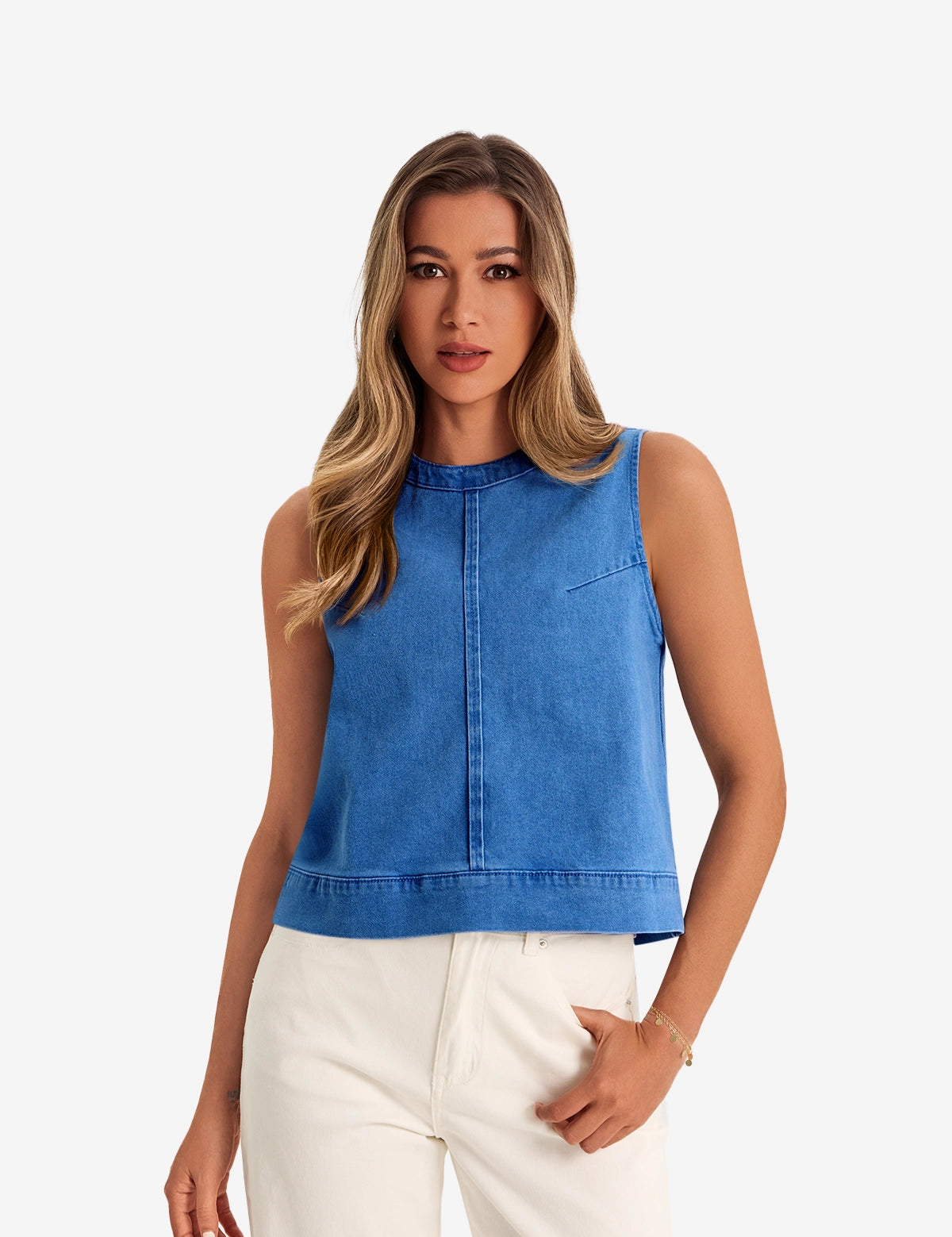 Womens Blue Denim Vest 1