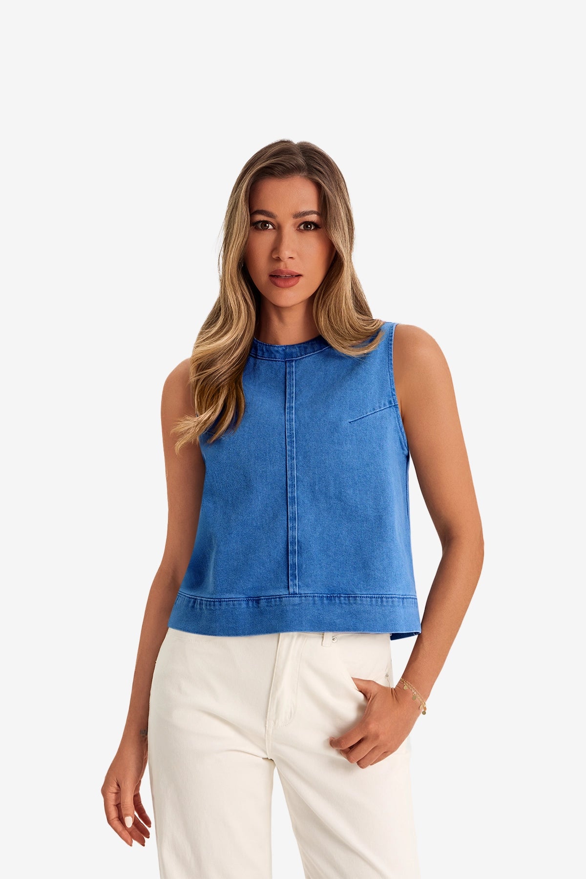 Womens Blue Denim Vest 1