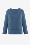 Womens Bluish Gray V Neck Casual Flowy Tops 2