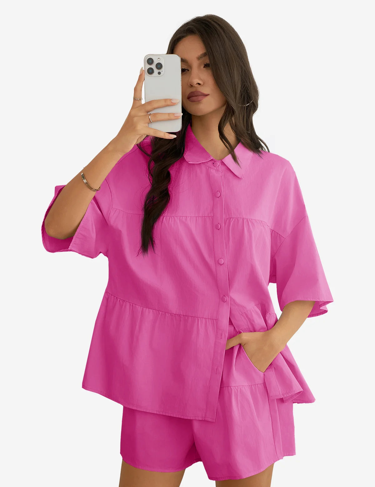 Womens Bright Pink 2 Piece Outfits 1