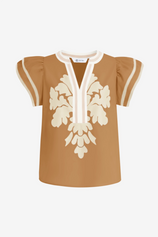 Womens Brown Ruffle Blouses | CicyBell