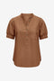 Womens Brown Puff Short Sleeve Blouses 2