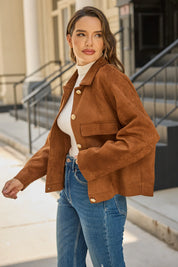 Womens Brown Faux Suede Leather Jacket 2