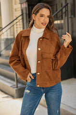 Womens Brown Faux Suede Leather Jacket 3