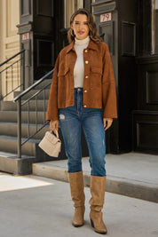 Womens Brown Faux Suede Leather Jacket | CicyBell