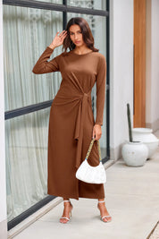 Womens Brown Long Sleeve Maxi Dress | CicyBell