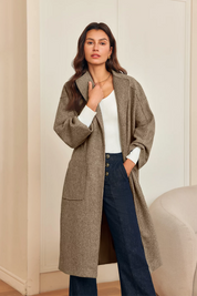 Womens Brown Long Pea Coats 3