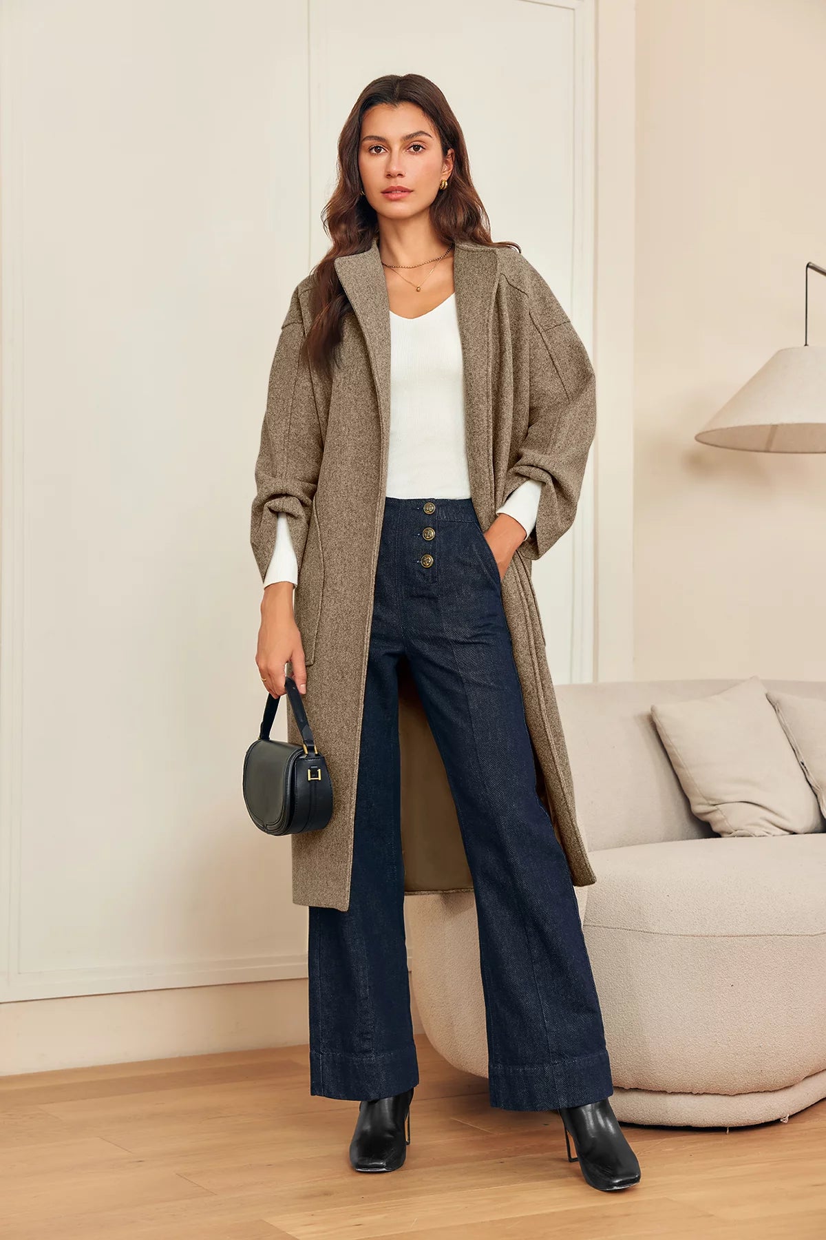 Womens Brown Long Pea Coats | CicyBell