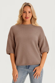 Womens Brown Half Sleeve Sweaters 3
