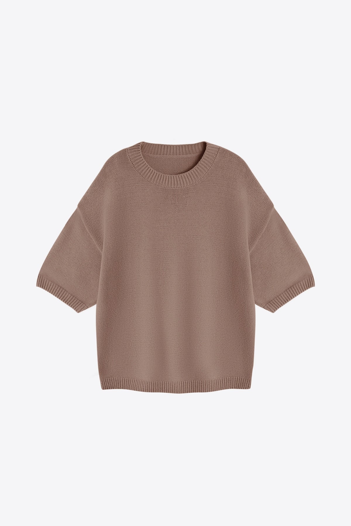 Womens Brown Half Sleeve Sweaters | CicyBell