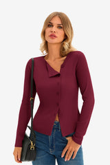Womens Burgundy Long Sleeve Tops | CicyBell