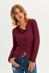 Womens Burgundy Long Sleeve Tops 3
