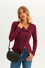 Womens Burgundy Long Sleeve Tops 2