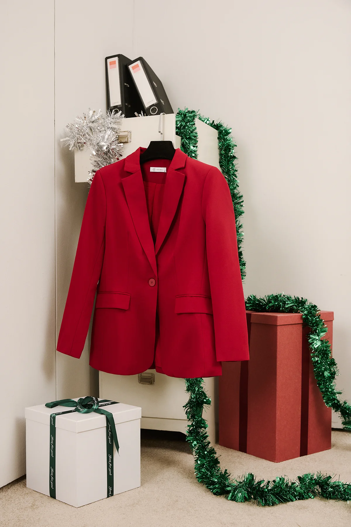 Cicy Bell Womens Burgundy Casual Work Blazers