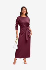 Womens Burgundy Long Sleeve Maxi Dress | CicyBell