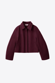 Womens Burgundy Cropped Pea Coat | CicyBell