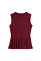 Womens Burgundy Pleated Peplum Tank Tops 2