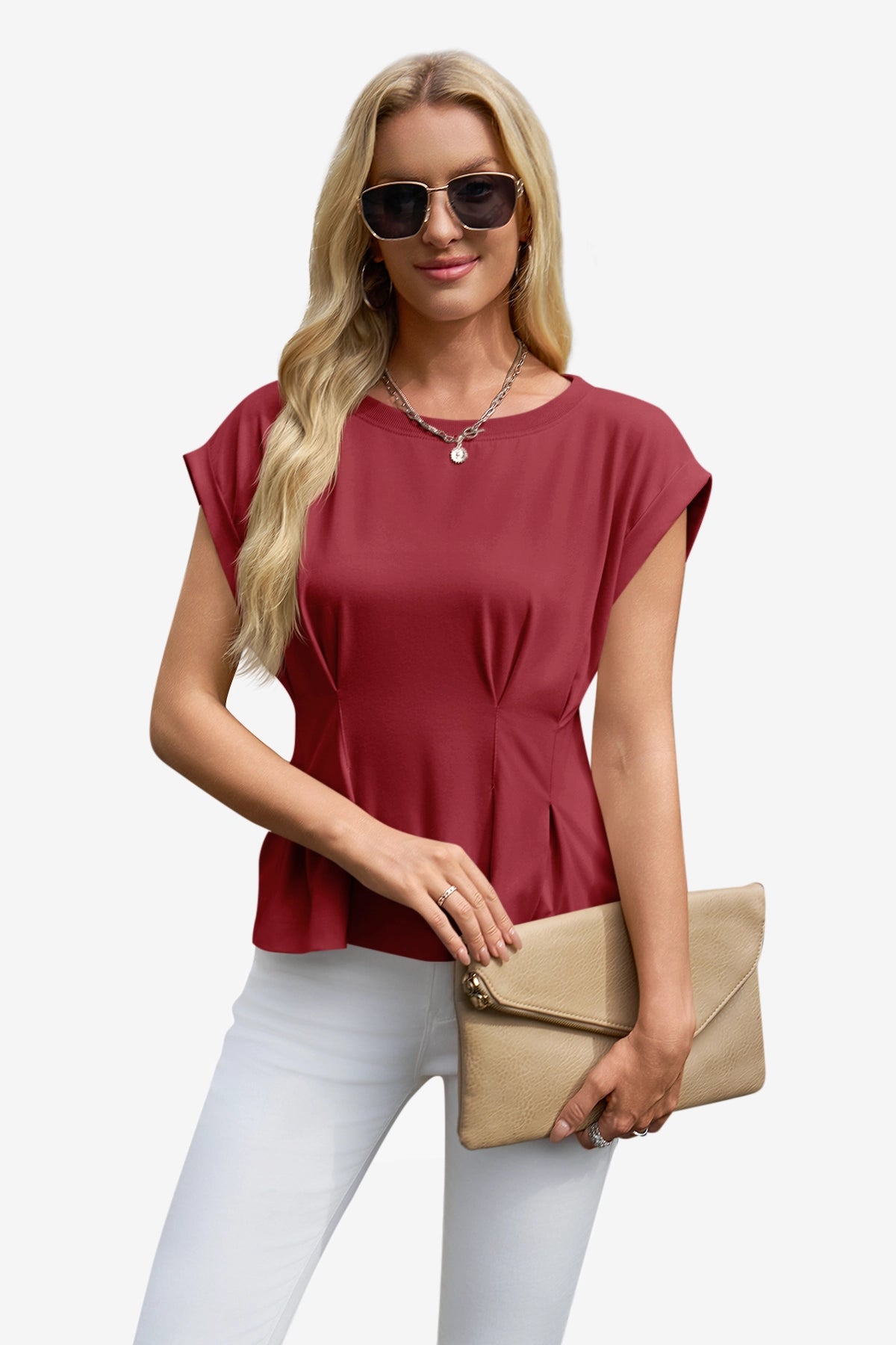 Womens Burgundy Cap Sleeve Tank Tops 1