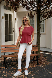 Womens Burgundy Cap Sleeve Tank Tops 2