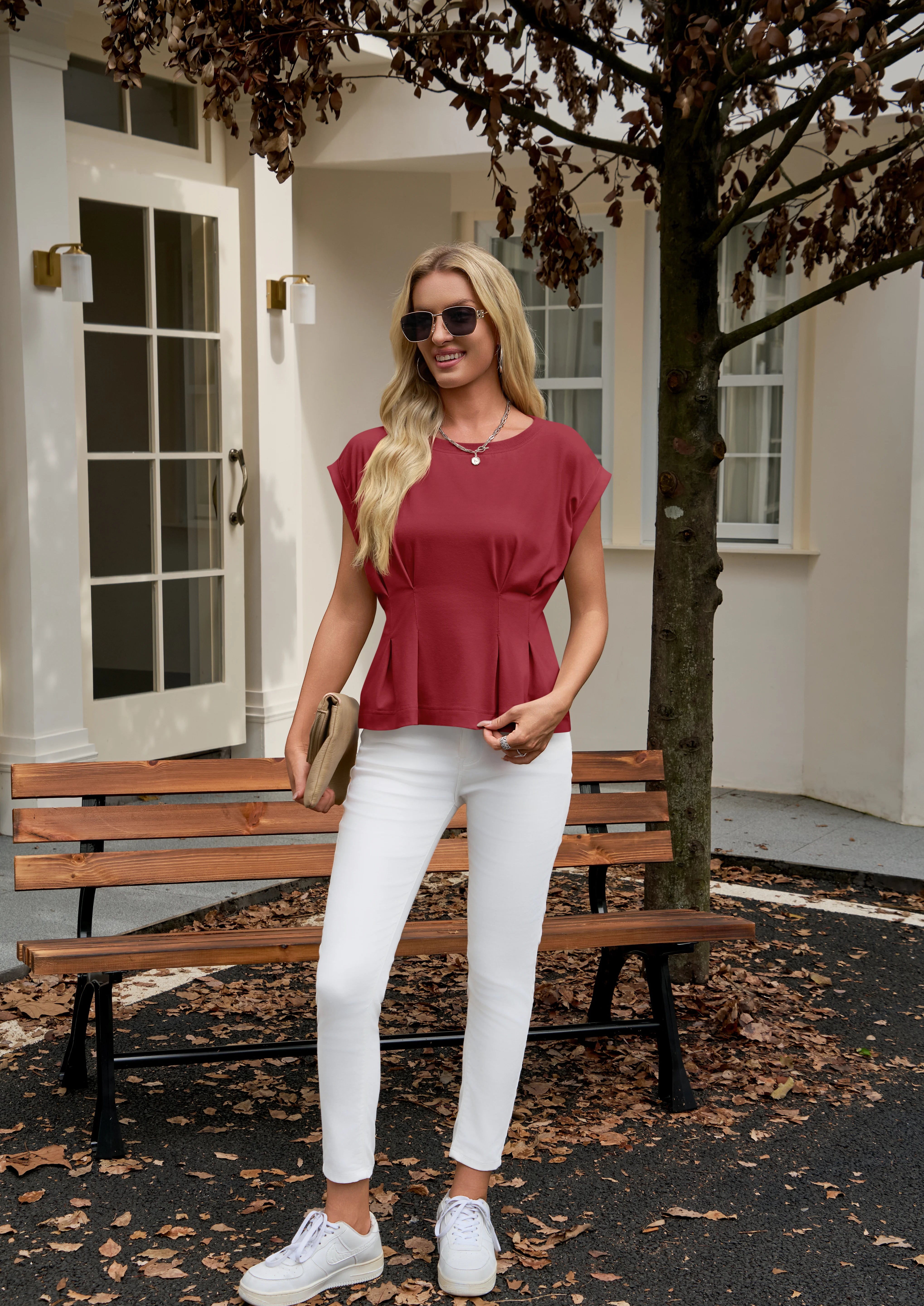 Womens Burgundy Cap Sleeve Tank Tops 2