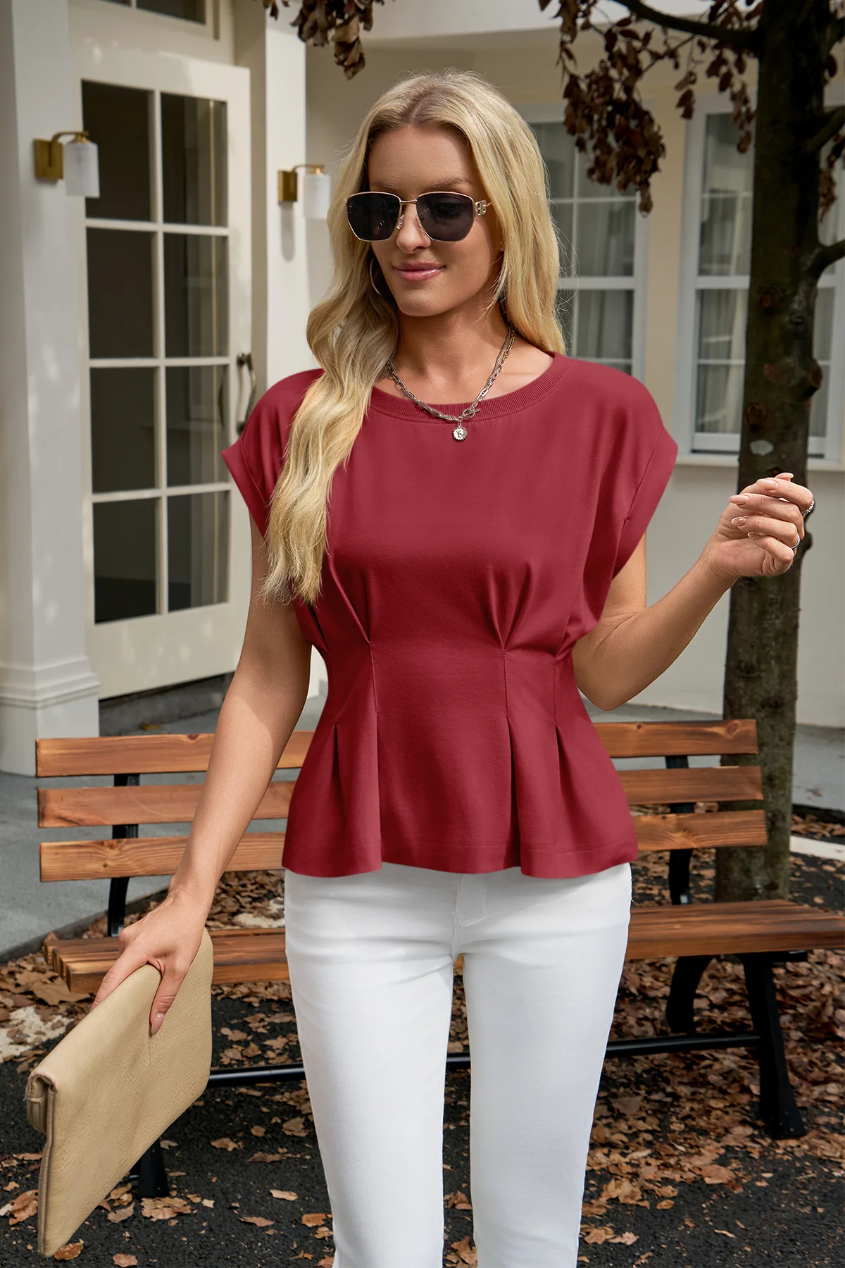 Womens Burgundy Cap Sleeve Tank Tops 3