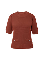 Womens Caramel Puff Short Sleeve Sweaters Tops | CicyBell