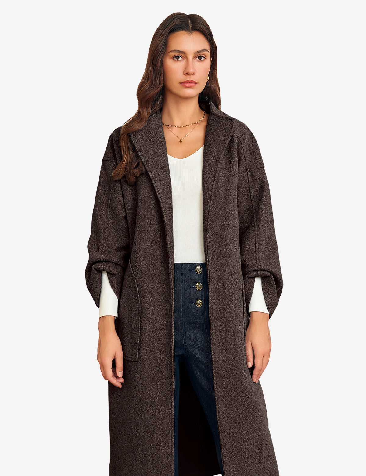 Womens Coffee Long Pea Coats 1