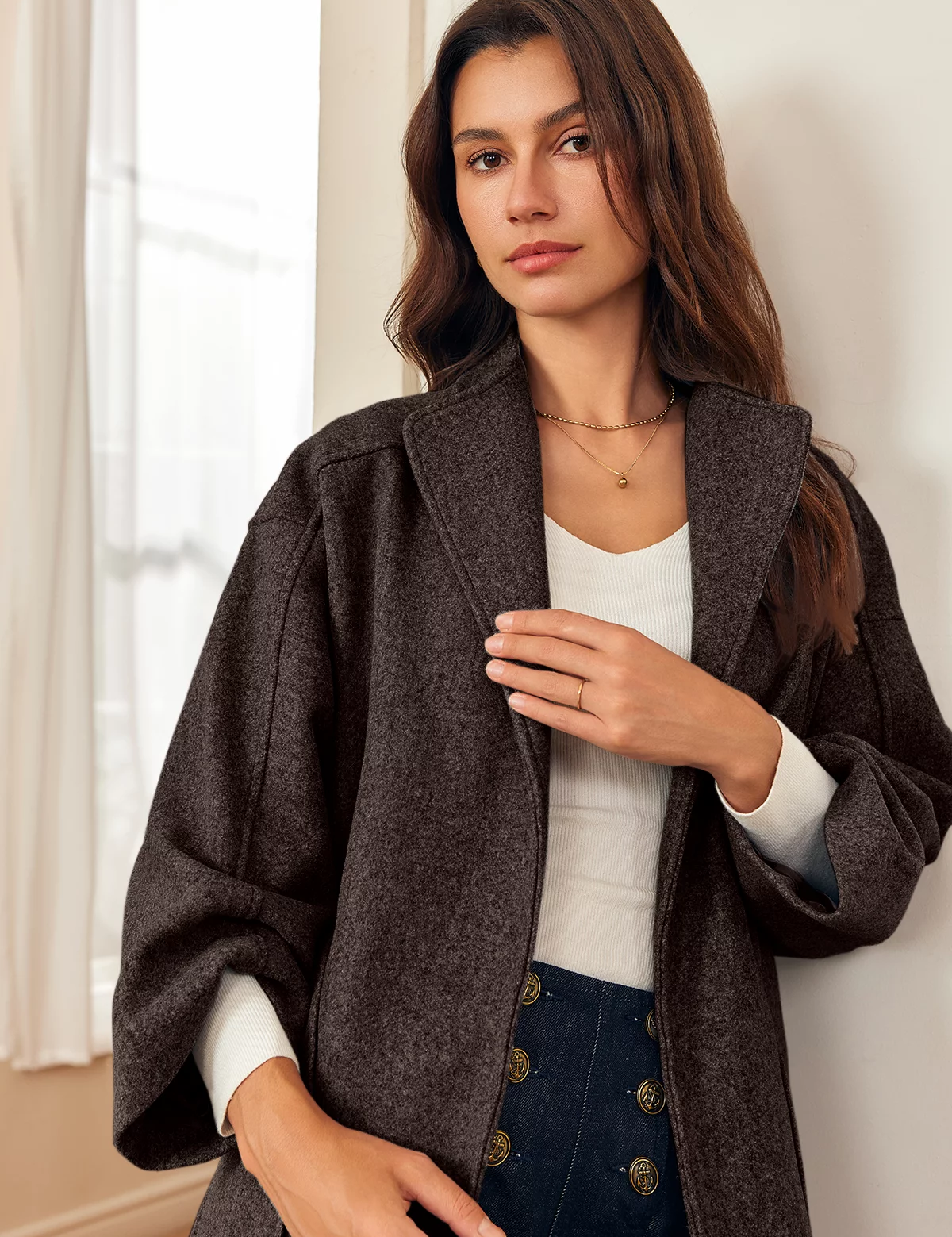 Womens Coffee Long Pea Coats 2