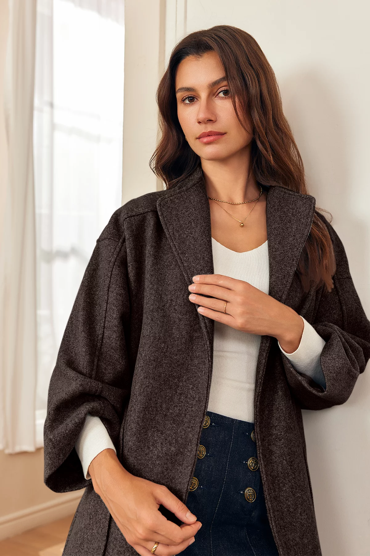 Womens Coffee Long Pea Coats 2