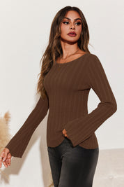 Womens Coffee Long Sleeve Knit Tops 2