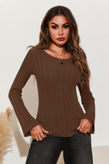 Womens Coffee Long Sleeve Knit Tops 3
