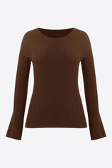 Womens Coffee Long Sleeve Knit Tops | CicyBell