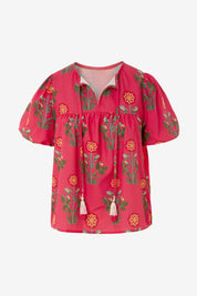 Womens Coral Boho Floral Blouses | CicyBell