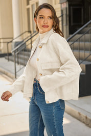 Womens Creamy White Faux Suede Leather Jacket 2