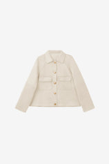 Womens Creamy White Faux Suede Leather Jacket | CicyBell
