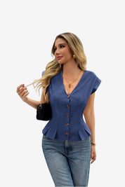 Womens Dark Blue Deep V Neck Vest 1