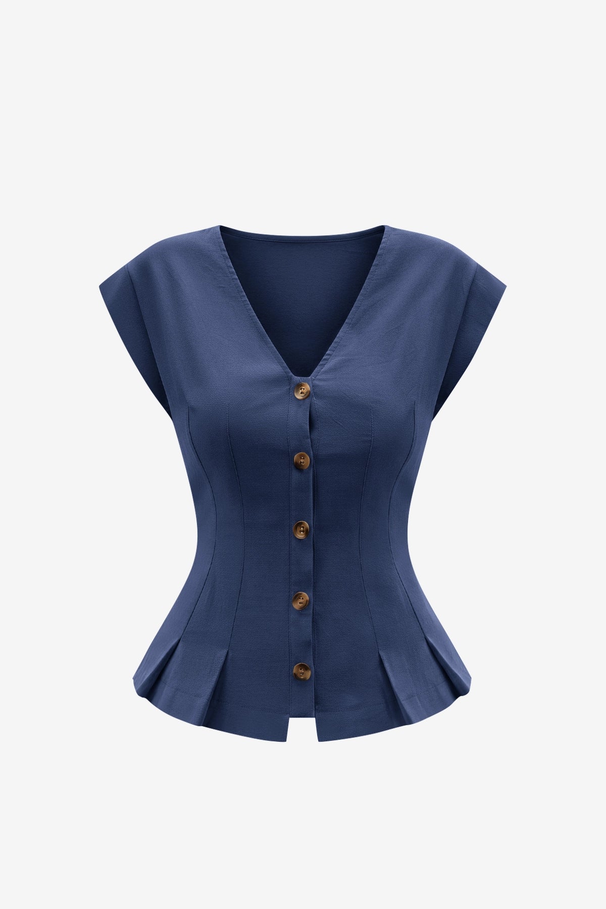 Womens Dark Blue Deep V Neck Vest | CicyBell