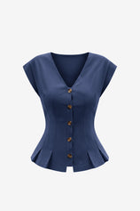 Womens Dark Blue Deep V Neck Vest | CicyBell