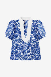 Womens Dark Blue Puff Sleeve Blouses | CicyBell