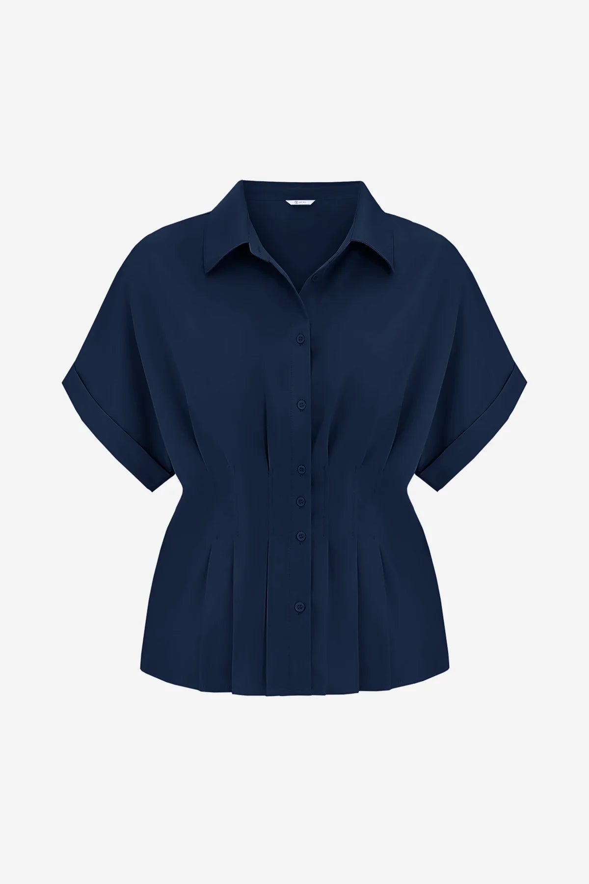 Cicy Bell Womens Navy Pleated Button-Down Shirt